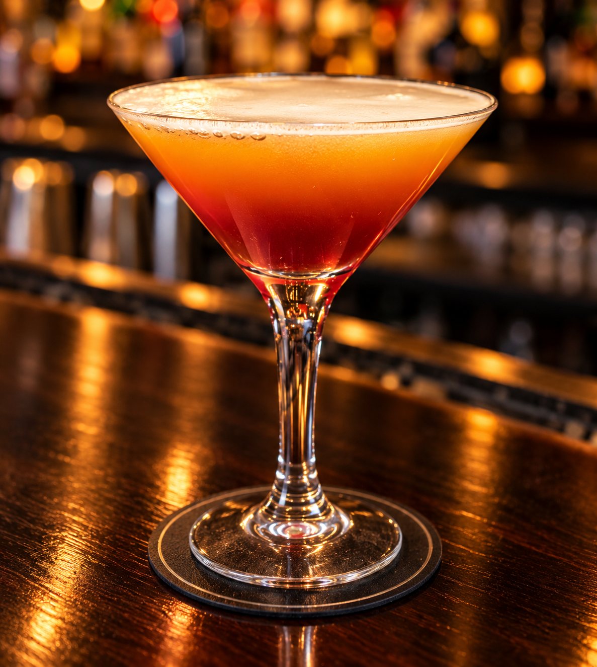 A cocktail served up in a stemmed glass